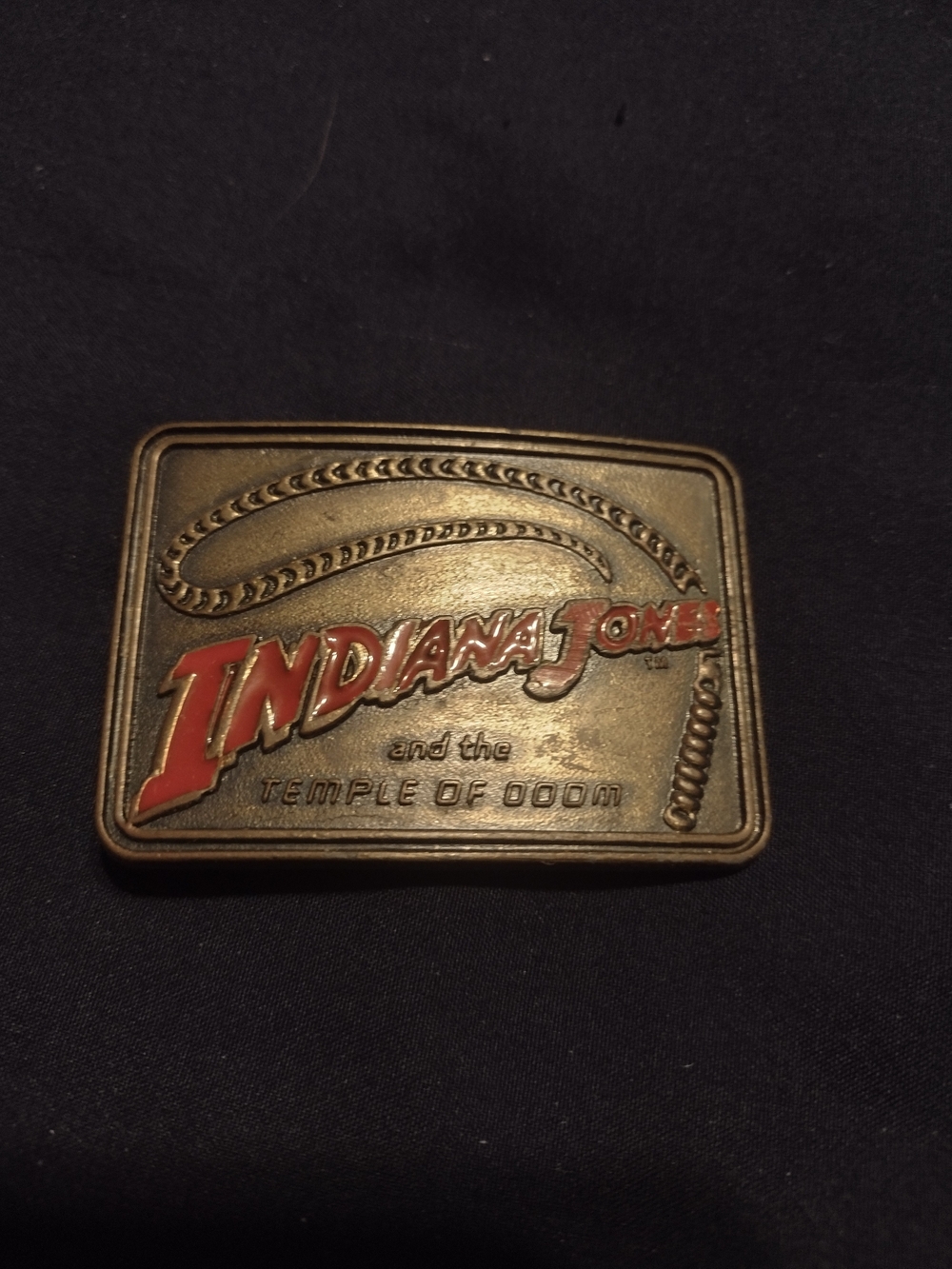 Temple of Doom Metal Belt Buckle - Red and Gold